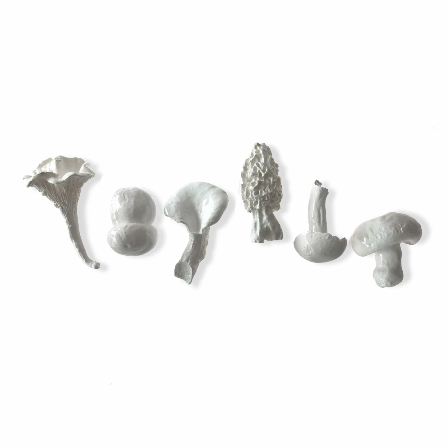 La Galine Set Of 6 White Mini Mushrooms Ceramics 4 La Galine Set Of 6 White Mini Mushrooms Ceramics