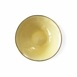 Thyme Hand Made Bowl With Gold Rim In Yellow Ceramics