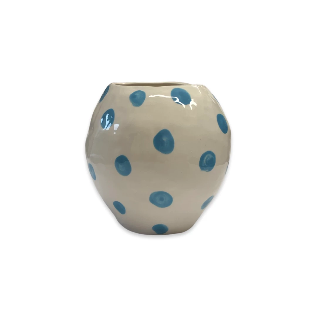 Lomito Ceramics Vase With Blue Dots 3 Lomito Ceramics Vase With Blue Dots
