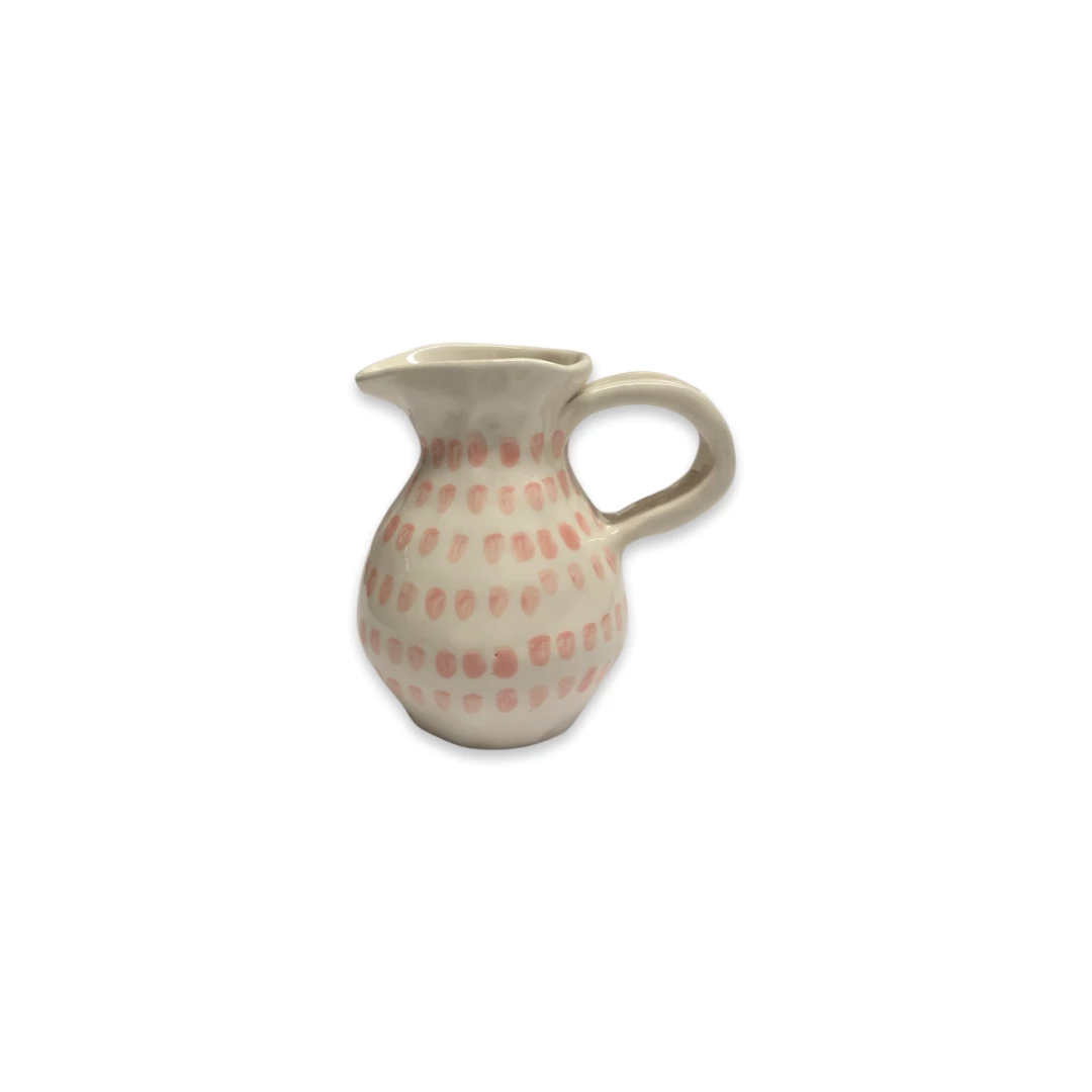 Lomito Small Slim Neck Jug With Pink Dots Ceramics 3 Lomito Small Slim Neck Jug With Pink Dots Ceramics
